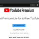 A screenshot of the YouTube Premium Lite splash page